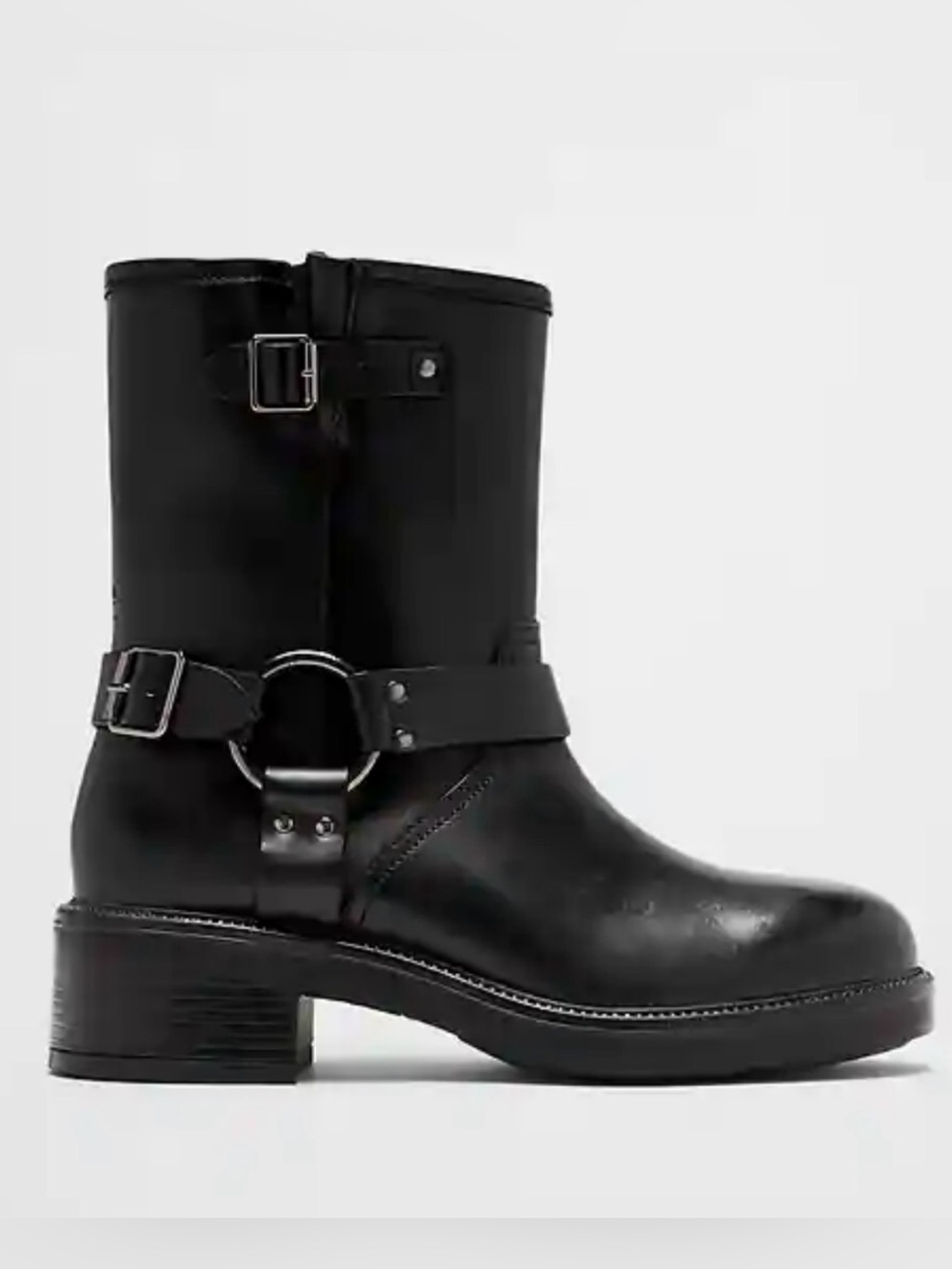Banana Republic Women’s Leather Calf Moto Mid-Calf Buckle Harness Boots Size 8